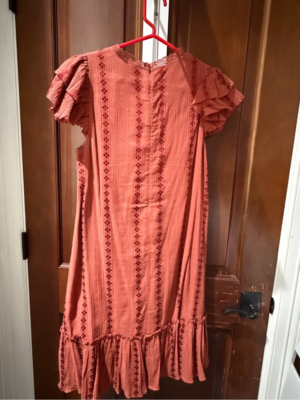 Anthropologie Othilia Rust Ruffle Lace Yoke Mini Dress - Picture 8 of 8